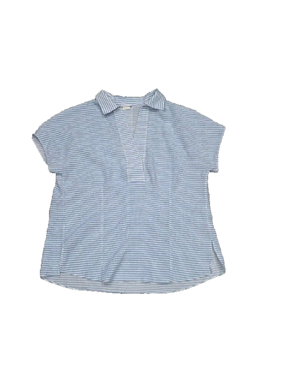 Akris Punto womens striped collared preppy blouse Blue Sz 16 A006715